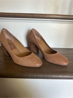 Franco Sarto Taupe Block Heel Pumps Size 6.5